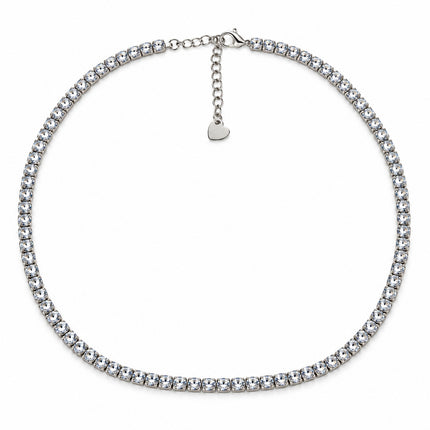 Collier Tennis Acciaio Zirconi Bianchi Girocollo 35+5 cm Collana Regolabile