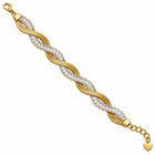Bracciale Gold intrecciato da 19 cm con pietre rettangolari trasparenti.