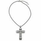 01-principale.jpg	Collana in acciaio da 50 cm con croce lavorata a maglie rettangolari.