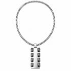 Collana Uomo Acciaio Piastrina Rettangolare 50 cm Dettagli Neri Silver Gold