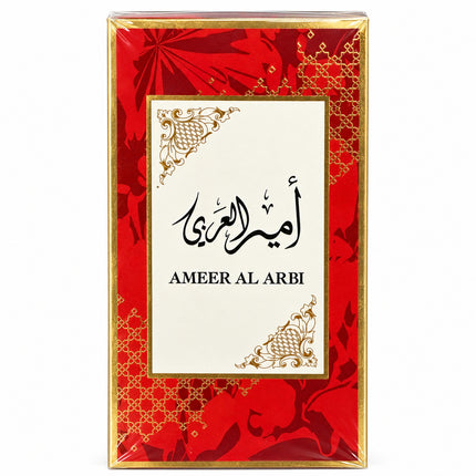 Ameer Al Arbi Eau de Parfum Profumo Astuccio Rosso e Oro Decorazione Floreale