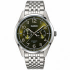 Casio MTP-E340D-3AVDF Orologio Uomo Verde Oliva Acciaio Giorno Data 50 m