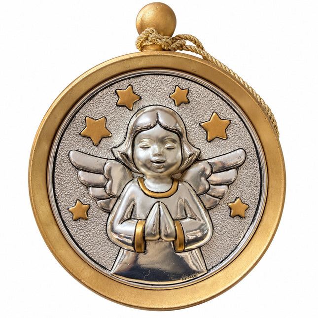 Ardè Angelo Preghiera Laminato Argento Oro Decorazione Nuovo da Esposizione