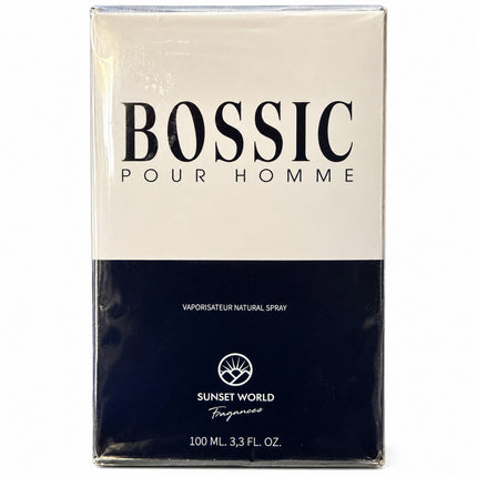 Bossic Pour Homme Sunset World Fragrances profumo uomo Natural Spray 100 ml, confezione frontale