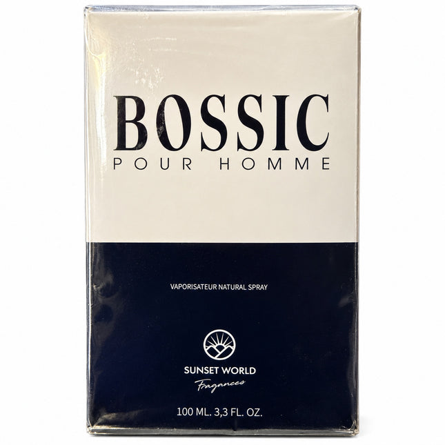 Bossic Pour Homme Sunset World Fragrances profumo uomo Natural Spray 100 ml, confezione frontale