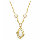 Collana donna Shelly in acciaio dorato con resina bianca e pendente geometrico