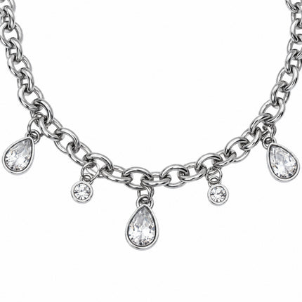 Bracciale Donna 2JEWELS 232348 Acciaio Silver Catena Rolo Cristalli Goccia
