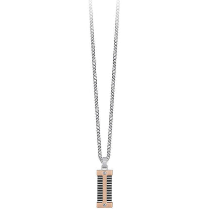 Collana 2Jewels 251705 da uomo con piastrina bicolore vista frontale