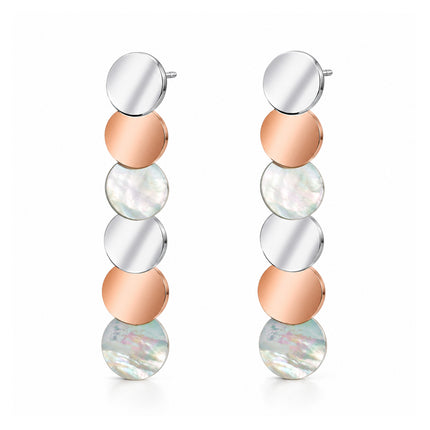 Coppia orecchini 2Jewels 261217 con sei dischi argento oro rosa e madreperla