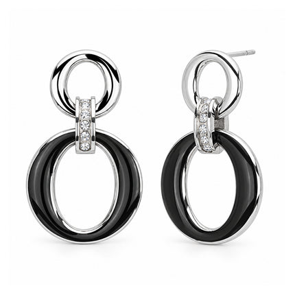  Coppia orecchini pendenti 2Jewels 261320 con elementi ovali nero argento