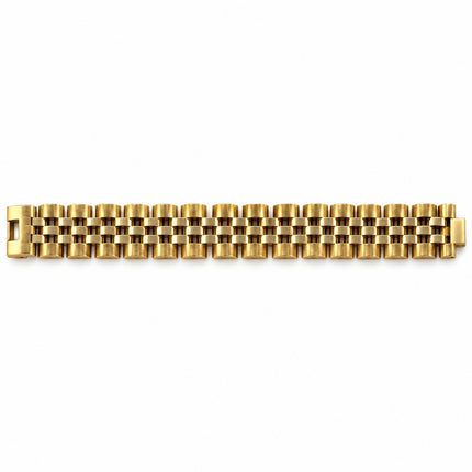 Bracciale dorato in acciaio disteso con maglie articolate a cinque file