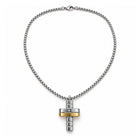Collana uomo in acciaio bicolore silver oro con ciondolo geometrico 50 cm