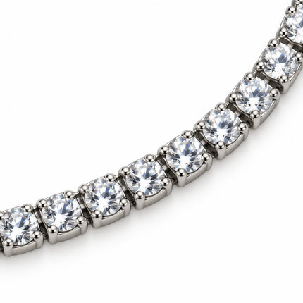 Collier Tennis Acciaio Zirconi Bianchi Girocollo 35+5 cm Collana Regolabile