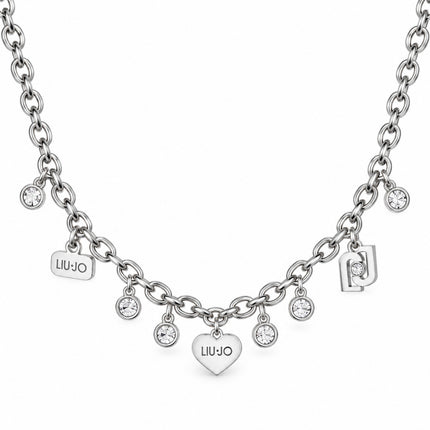 Dettaglio ciondoli e cristalli collana Liu Jo LJ1648 argento