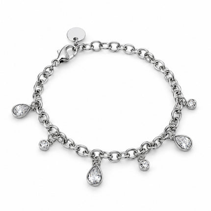 Bracciale Donna 2JEWELS 232348 Acciaio Silver Catena Rolo Cristalli Goccia