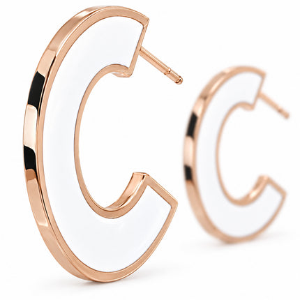 Dettaglio orecchino 2Jewels 261319 acciaio rosé e smalto bianco