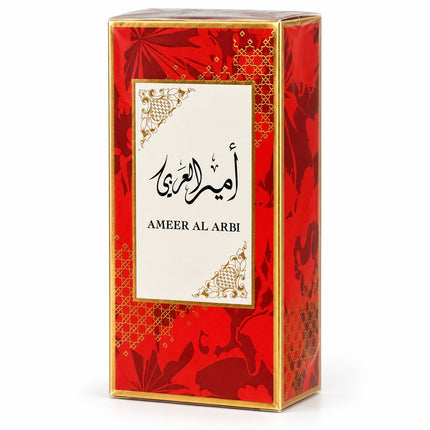 Ameer Al Arbi Eau de Parfum Profumo Astuccio Rosso e Oro Decorazione Floreale