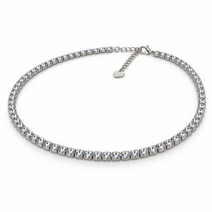 Collier Tennis Acciaio Zirconi Bianchi Girocollo 35+5 cm Collana Regolabile