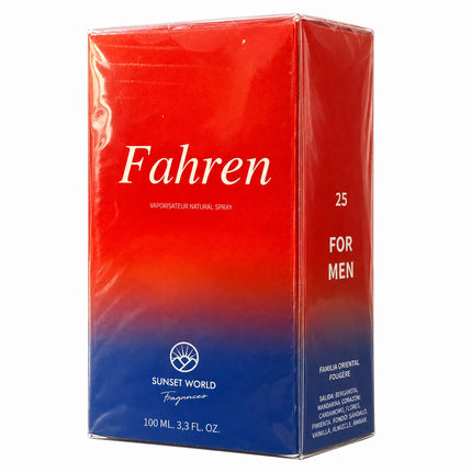 Confezione Fahren Sunset World 100 ml vista a tre quarti con lato For Men numero 25