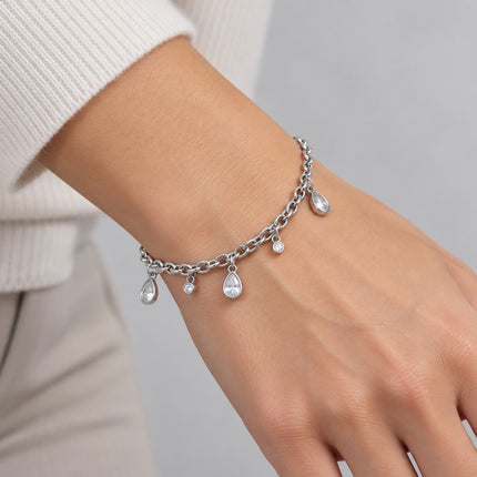 Bracciale Donna 2JEWELS 232348 Acciaio Silver Catena Rolo Cristalli Goccia