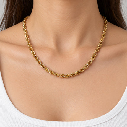 Collana Funetta Maglia a Fune 4 mm 40+5 cm Regolabile Gold Silver XX10007
