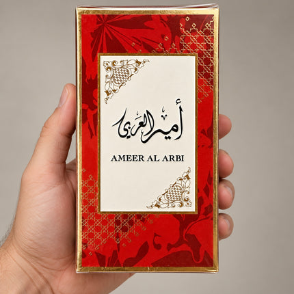 Ameer Al Arbi Eau de Parfum Profumo Astuccio Rosso e Oro Decorazione Floreale