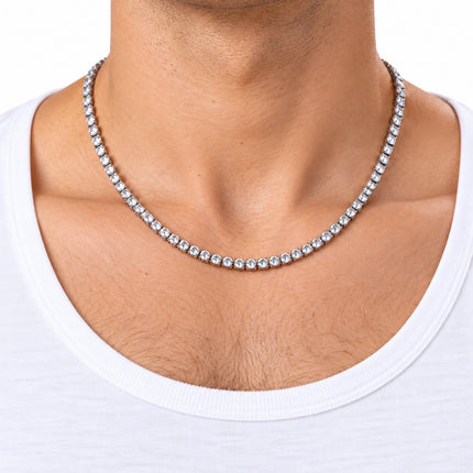 Collier Tennis Acciaio Zirconi Bianchi Girocollo 35+5 cm Collana Regolabile
