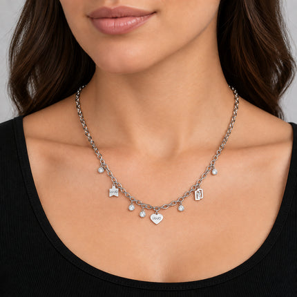 Collana donna Liu Jo LJ1648 acciaio silver indossata