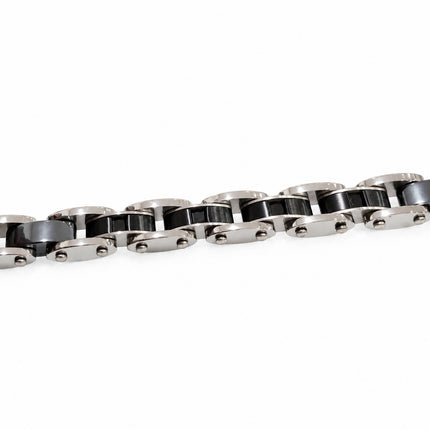 Bracciale Uomo a maglie rettangolari  Lunghezza 21 cm Varianti con dettagli blu o neri