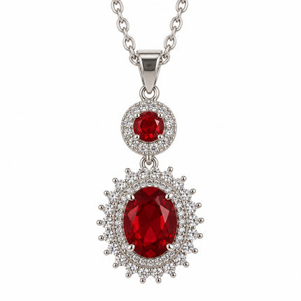 Collana Donna Shelly Pendente Ovale Pietre Luminose 45+5 cm Varianti Colore