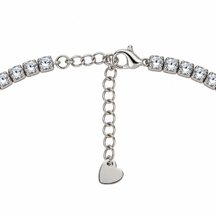 Collier Tennis Acciaio Zirconi Bianchi Girocollo 35+5 cm Collana Regolabile