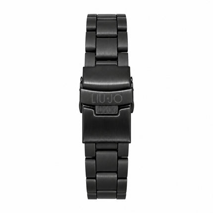 Dettaglio della chiusura pieghevole nera del bracciale Liu Jo TLJ2299.