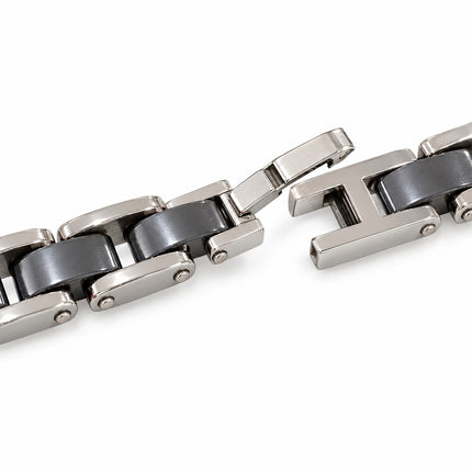 Bracciale Uomo a maglie rettangolari  Lunghezza 21 cm Varianti con dettagli blu o neri