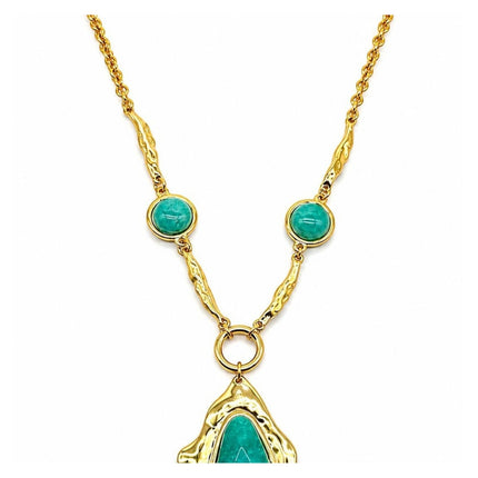 Collana Shelly acciaio dorato con resina verde variante colore