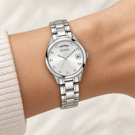 Orologio Donna Guess Mini Aura GW0385L1 Acciaio Silver Cristalli 31mm