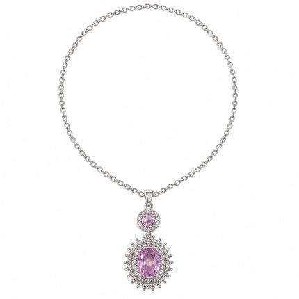 Collana Donna Shelly Pendente Ovale Pietre Luminose 45+5 cm Varianti Colore
