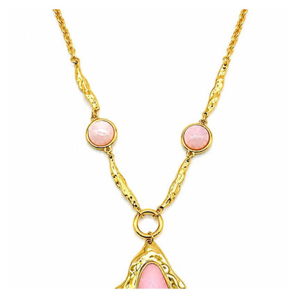  Collana Shelly acciaio dorato con resina rosa variante colore