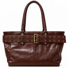 Borsa Donna Phil Firenze a Spalla Doppi Manici Cintura Occhielli Nero Marrone