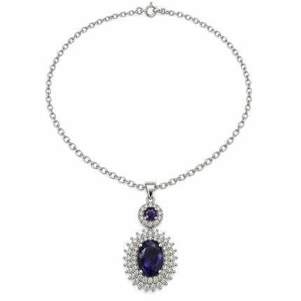 Collana Donna Shelly Pendente Ovale Pietre Luminose 45+5 cm Varianti Colore