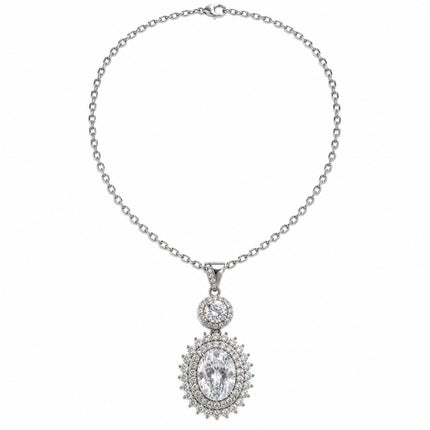 Collana Donna Shelly Pendente Ovale Pietre Luminose 45+5 cm Varianti Colore