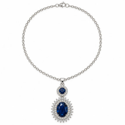 Collana Donna Shelly Pendente Ovale Pietre Luminose 45+5 cm Varianti Colore