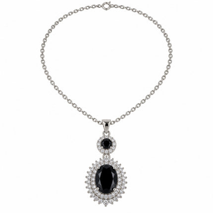Collana Donna Shelly Pendente Ovale Pietre Luminose 45+5 cm Varianti Colore