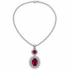 Collana donna Shelly con pietra rossa ovale e cornice luminosa, lunghezza 45+5 cm