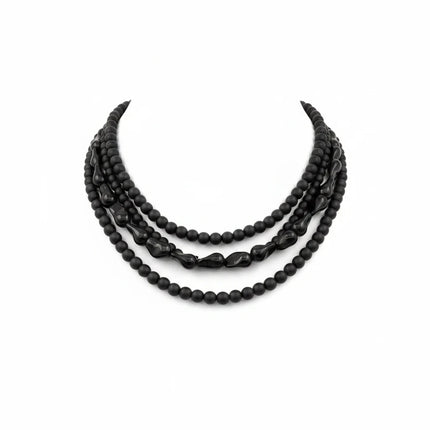 Collana Donna Shelly Multifilo 3 Fili Perle Sintetiche Blu Notte Marrone