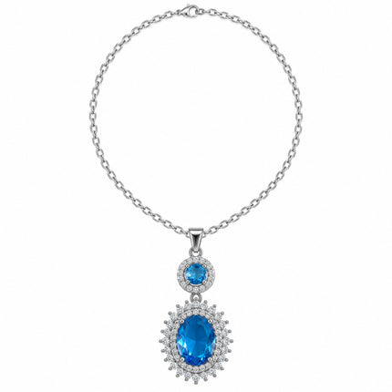 Collana Donna Shelly Pendente Ovale Pietre Luminose 45+5 cm Varianti Colore