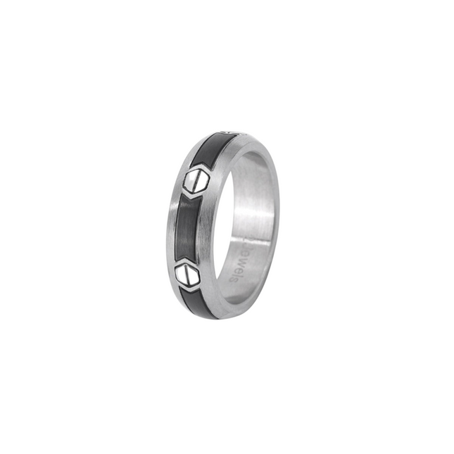 Anello Uomo 2JEWELS Acciaio Inox Fascia Nera 8mm Anallergico 221077
