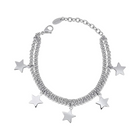Bracciale Donna 2Jewels 231793 Acciaio Doppio Filo Ciondoli Stella 19cm