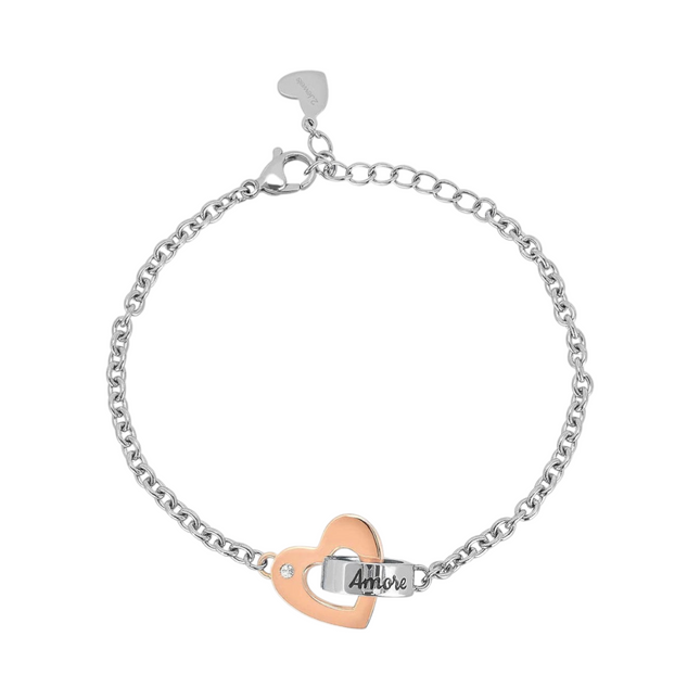 Bracciale Donna 2JEWELS Acciaio Bicolore Cuore Cristalli 19cm 231838