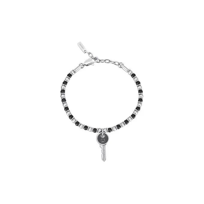 Bracciale Uomo 2Jewels Sfere Ematite Acciaio con Ciondolo Chiave – Modello 231889