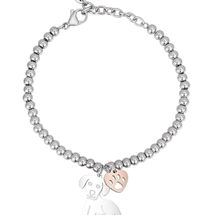 Bracciale Donna 2Jewels Acciaio Sfere Ciondolo Cane Zampa 231970
